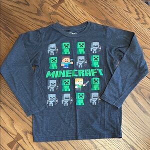 Minecraft graphic Kids Long Sleeve Shirt - Dark Gray size medium